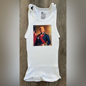 White Tank Top with Donald trump graphic size xs